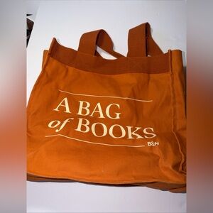Barnes & Noble "Bag of Books" Cotton Book Tote Bag Rust Orange 15”x13.5”